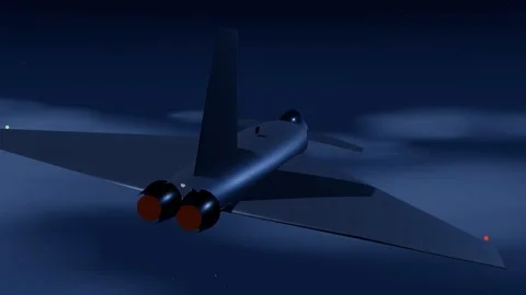 Delta wing interceptor scrambling at night above the cloud deck Vídeos de archivo 340875244