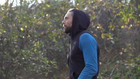 Deltas Training. Strong Grey-Haired Man With Dreadlocks exercising, Lifting Stock Footage 166237080