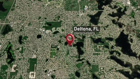 Deltona City Map Zoom (FL, USA) from Space to Earth Stock Footage 295392453