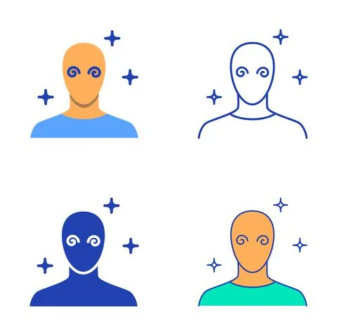 Delusional disorder icon set in flat and line style Stock Illustration