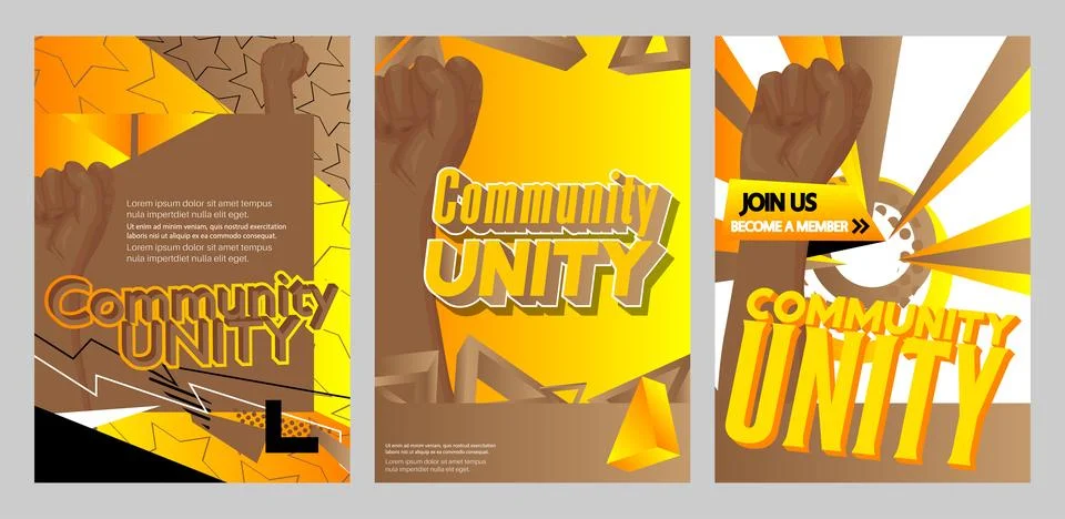 Deluxe Community Unity Background vector illustration with clenched, raised.. Stock Illustration