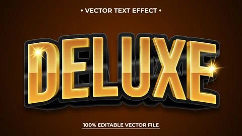 Deluxe Text Effect Gold, Black, and Sparkle Vector Design Illustrazione stock