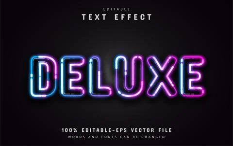 Deluxe text effect neon style Stock Illustration