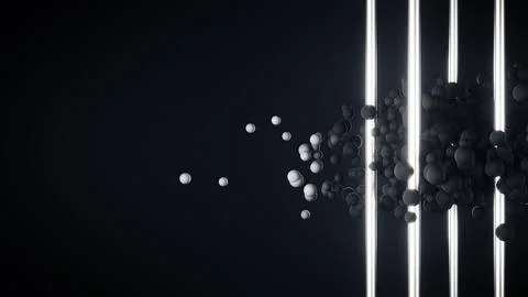 Delve into the Abstract Motion of Light and Spheres within a Dimly Lit Иллюстрация