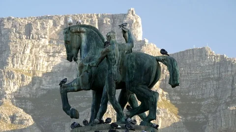 Delville Wood South African National Memorial Company's Gardens with mountain Stock Footage