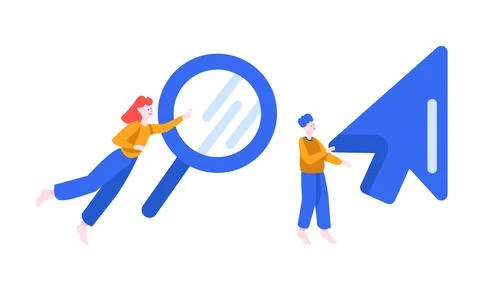Delving into the realm of Digital Navigation by utilizing Search and Cursor Stock Illustration