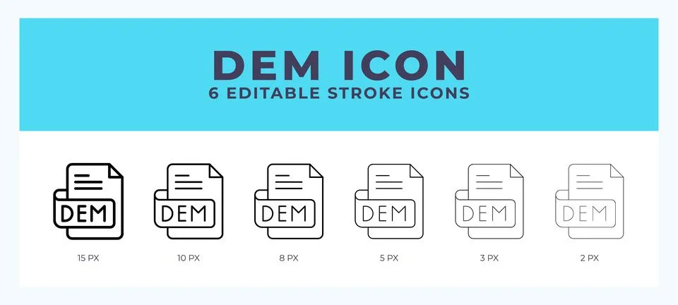 Dem file icon vector for web. And mobile app. Editable stroke outline icon. 스톡 일러스트