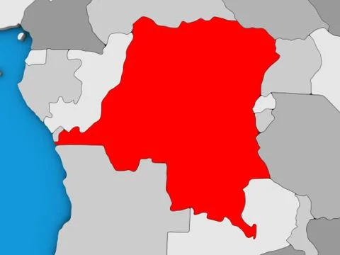 Dem Rep of Congo on 3D map Stock Illustration