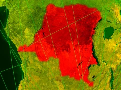 Dem Rep of Congo on digital map Illustrazione stock