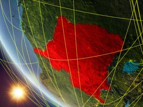 Dem Rep of Congo from space with network Stock Illustration