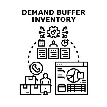 Demand buffer inventory controlling and optimizing supply chain Stock Illustration