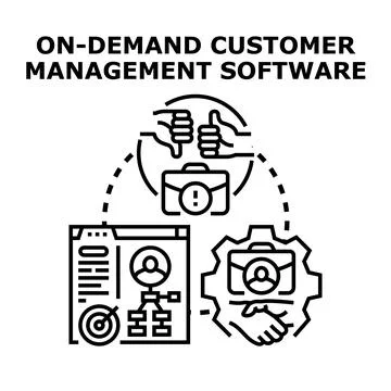 On demand customer management software concept vector イラスト素材