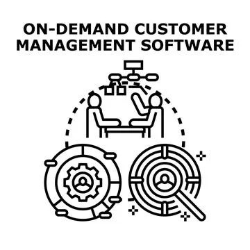 On demand customer management software system icon 스톡 일러스트