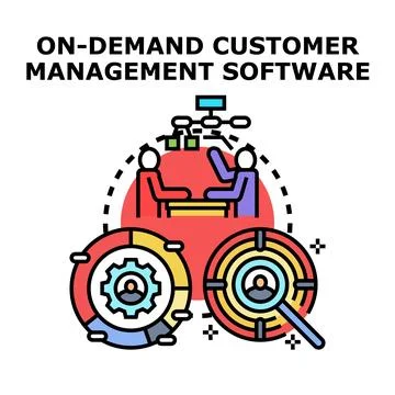 On demand customer management software system icon Stock Illustration