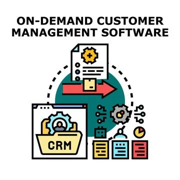 On demand customer relationship management software concept 스톡 일러스트