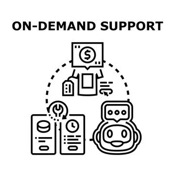 On demand customer support service vector icon Stock Illustration