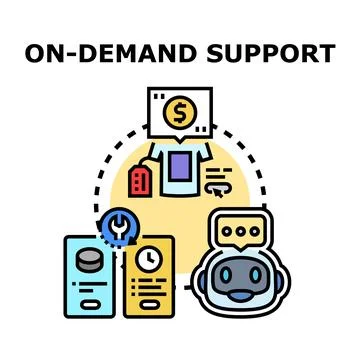 On demand customer support service vector icon Stock Illustration