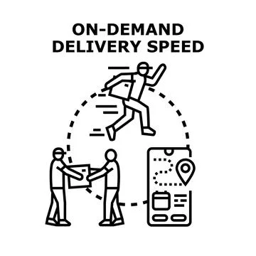 On demand delivery accelerating fast shipping service Illustrazione stock
