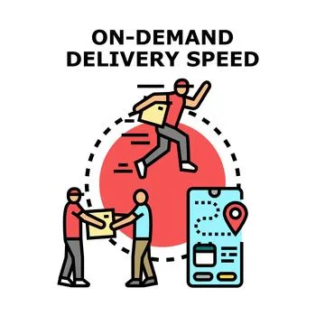 On demand delivery accelerating fast shipping service Stockillustratie