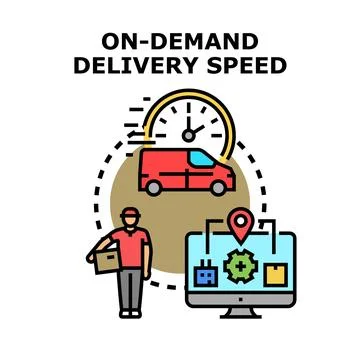 On demand delivery speed concept vector illustrating logistics Stock Illustration