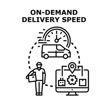 On demand delivery speed concept vector illustrating logistics Stock Illustration