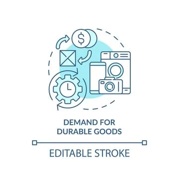 Demand for durable goods soft blue concept icon Stock Illustration