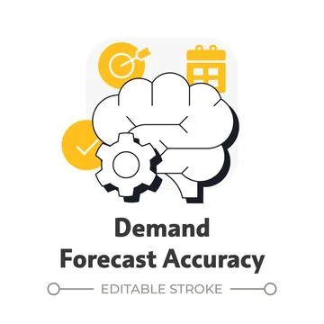 Demand forecast accuracy flat outline concept icon Stock Illustration