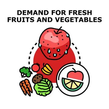 Demand for fresh fruit and vegetables concept illustration Stock Illustration