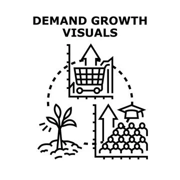 Demand growth visuals developing market and education Stock Illustration
