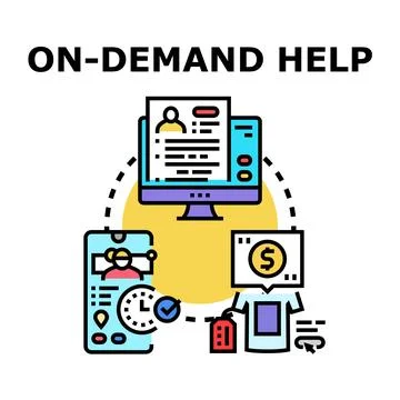 On demand help providing freelance job service marketplace Stock Illustration
