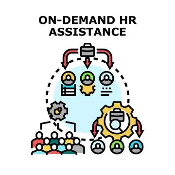 On demand human resources assistance staffing icon Stock Illustration
