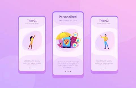 On-demand insurance app interface template. Illustrazione stock