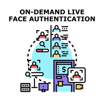 On demand live face authentication concept vector Stock Illustration