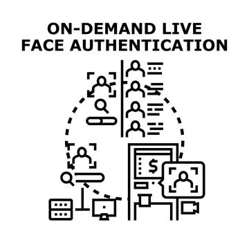 On demand live face authentication concept vector 库存插图