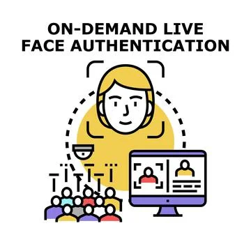 On demand live face identity authentication system Stock Illustration