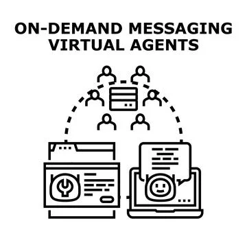 On demand messaging virtual agents concept 库存插图