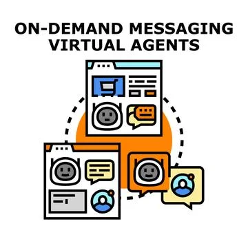 On demand messaging virtual agents concept illustration Stock Illustration