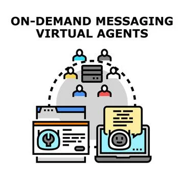On demand messaging virtual agents concept Stock Illustration