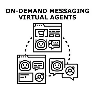 On demand messaging virtual agents concept illustration Stock Illustration