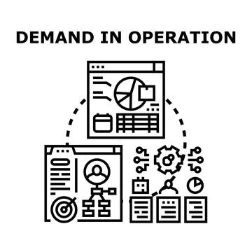Demand in operation management planning and data analysis Stock Illustration