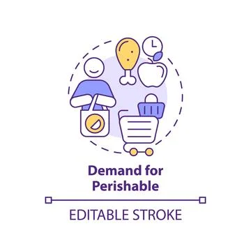 Demand for perishable multi color concept icon Stock Illustration