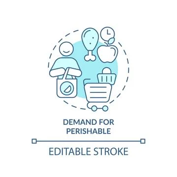 Demand for perishable soft blue concept icon Stock Illustration
