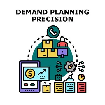 Demand planning precision managing supply chain logistics Stock Illustration