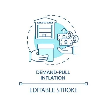 Demand pull inflation turquoise concept icon Stock Illustration