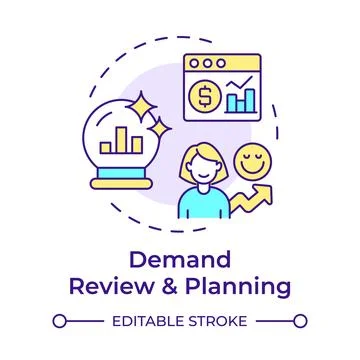Demand review and planning multi color concept icon Stock Illustration