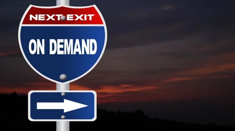 On demand road sign with flowing clouds Stock Footage 43129620