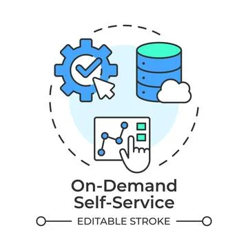 On demand self service flat linear concept icon Stock Illustration