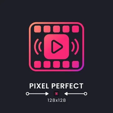 On-demand streaming pink solid gradient desktop icon on black Stockillustratie