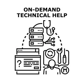 On demand technical help concept illustration for online assistance Stock Illustration