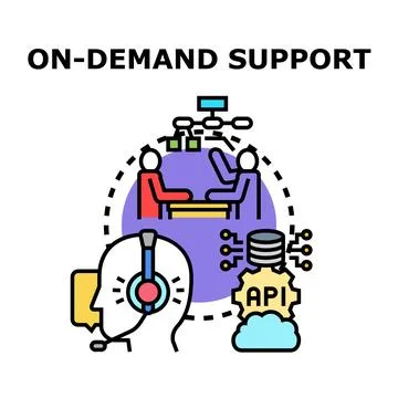On demand technical support service concept vector Illustrazione stock